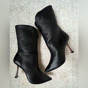 Aquazzura Black Heeled Boot 38.5 3.5” heel